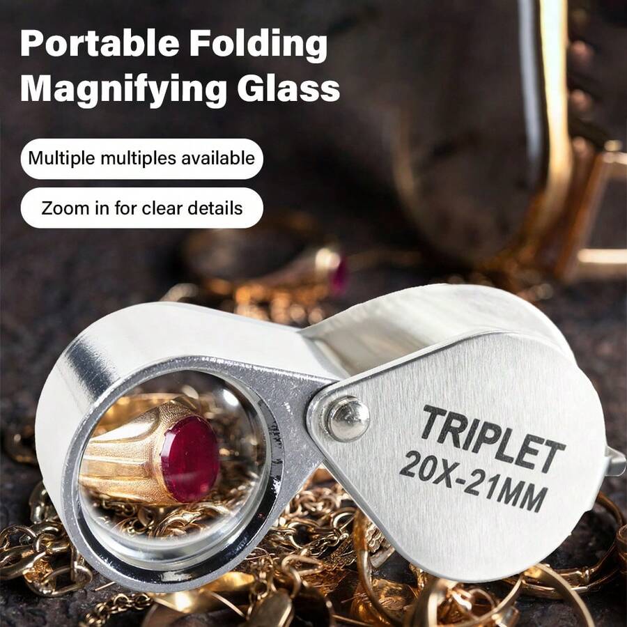 10-30X Pocket Loupe Magnifier Jewelry Magnifying Glass Foldable Diamond Lupa Triplet Jewelers Eye Glass Tool Reading Magnifier - A - View 1
