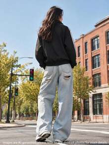 Adidas Women's Jacket/Coat FIREBIRD TT Comfortable Minimalist Daily Casual Commute Jacket KD2894 - Black/white - View 2