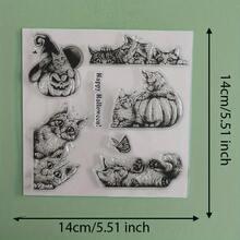 Halloween Spider Web Cat Witch Owl Pumpkin Clear Silicone Stamp,Vintage Gothic Reusable Transparent Seal For Scrapbooking Journal Card Making DIY Craft Decor Stamp - WS-2 - View 24