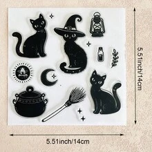 Halloween Clear Silicone Stamps With Pumpkin Ghost Witch Bat Cat Castle Patterns For Scrapbooking, Card Making & DIY Paper Crafts - Halloween-3 - View 8