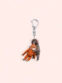 1 Set 2D Flat Popular Monkey Acrylic Keychain, Emotional Gift For Animal Lovers, Monkey Fist Bag Charm, Collectible Pendant - Multicolor - View 6
