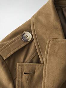 Women's Fall/Winter Y2K Suede Vintage Cropped Jacket - Suitable For Daily Commuting, Work, Halloween/Christmas Festivities, Back-To-School Streetwear - Brown - View 9