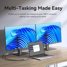 VENTION USB-C To Dual HDMI MST Adapter, Type C To 2 HDMI Ports Multi Monitor Converter, Aluminum Alloy Housing, 4K Video Display, Gray, 0.15M Short Cable For Laptop Desktop - View 4