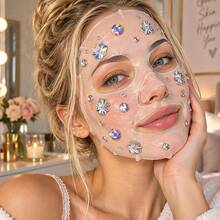 Face Mask Self-Adhesive AB Teardrop Star Pearl Rhinestone Stickers-1Sheet, Iridescent Crystal Gem Decals, Bling Face Jewels, DIY Self-Care Selfie Makeup Accessories For Rave, Festival, Y2K Party - Multicolor - View 7