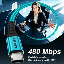 Charger Super Cepat 60W Terbaru, Kabel Data USB-C ke Type-C, Kompatibel dengan Pengisian Cepat 18/17/16/15 dan Perangkat Lainnya - Biru - View 6