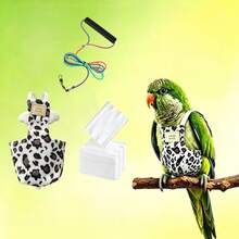 1 Set (Bird Flight Suit, 10pcs Replacement Diapers, 2m Leash) Autumn/Winter New Thin Fleece Sexy Leopard Print Bird Clothes, Washable Reusable Bird Diaper With Adjustable Parrot Wing Design, Bird Flight Suit, Bird Accessories/Bird Stuff/Bird Costume/Bird Diaper - 3PCS - View 4