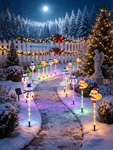 Christmas Solar Stake Lights, Santa Claus Snowman Christmas Tree Shaped LED Yard Lights, 8 Lighting Modes, IP65 Waterproof, Auto On At Dusk, Solar Powered Outdoor Christmas Decoration, Suitable For Garden Lawn Yard Patio - Multicolor - View 7