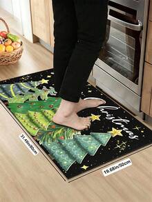 1/2pcs Christmas Kitchen Decor Rug, Christmas Tree Pattern Design, Winter Kitchen Rug And Mat, Non-Slip Washable Absorbent Kitchen Accessories Decor Mat, Christmas Holiday Gift! - Multicolor - View 13
