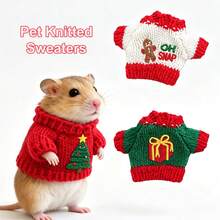 3pcs/Set Small Pet Christmas Knitted Sweater | Hamster And Guinea Pig Embroidered Clothes, Warm And Cute Holiday Outfit, Small Animal Pet Costume Accessories - Multicolor - View 7