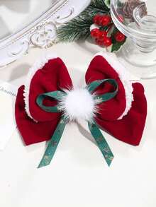 1pc Velvet Bow Santa Claus & Reindeer Hair Clip Spring Clip, Suitable For Christmas Holiday And Daily Wear - Multicolor - View 7