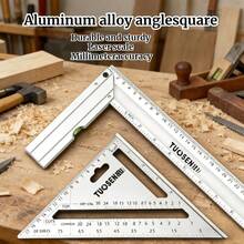 Thickened 90° Right Angle Ruler, Measuring & Marking Square, Multi-Function Aluminum Alloy Woodworking Triangle Ruler - Square Ruler - View 1
