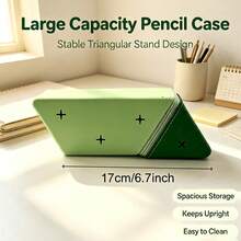 1pc 3D Triangle Pencil Case, Large Capacity Highly Attractive Pencil Case, Suitable For Stationery Storage, Pen Storage, Cosmetic Storage, Desktop Storage, School, Office, Home, Student Gift, Daily Gift - Multiple Styles - View 4