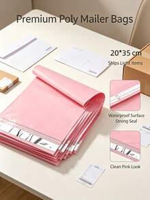 1/10/20/50pcs Thick Pink Polyethylene Mailing Bags, Shipping Envelopes, Courier Bags, Storage Mailing Bags, Thick Pink Waterproof Solid Color Gift Bags, Simple Multi-Purpose Bags, Suitable For School, Office, Transportation And Mailing Scenarios, Back To School Essentials - Multicolor - View 8