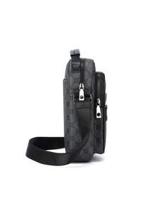 New Men's Retro Vintage Floral Vertical Crossbody Bag With Multiple Compartments And Zipper For Casual Commuting And Business Single Shoulder Bag - Black - View 8