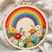 1PC 20*20cm/7.9*7.9in,Amusement Park Embroidery Kit, DIY Handmade Embroidery Set For Adult Beginners, Home Gift, Women's Sewing Gift, Including User Manual, Printed Pattern Fabric, Embroidery Frame, Needle And Thread. - 20*20cm/7.9*7.9in - View 12