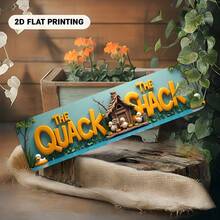 Vintage 2D Flat Sign, Content "The Quack Shack, Featuring Duck And Cottage". This Metal Plaque Is Suitable For Various Locations, Such As Home, Farm, Bathroom, Cafe, Garage, Porch And Bedroom. It Is Durable - A - View 8
