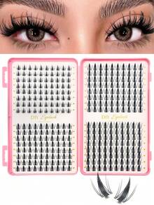 384Pcs Fairy False Eyelash Cluster Set,False Eyelash And Adhesive Set, Cartoon-Style Spiky False Eyelashes,Ultra-Fine Eyelash Extensions With Lash Glue And Sealant For Natural Makeup Look,Cartoon-Style False Eyelash Clusters,False Eyelash Extensions - Multicolor - View 2