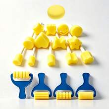 25pcs Paint Sponge Brush Set, Sponge Pattern Brush Tools, Multiple Shapes Available, Foam Stamps And Roller Stamping Rods, Suitable For DIY, Classroom And Home Handicraft Projects, Washable And Reusable, Sponge Painting Stamps - Combo Set - View 6