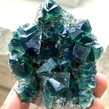 1pc Large Green Fluorite Cube Crystal Cluster Raw Ore, Loose Gemstone, Creative Gift Choice - Green - View 22
