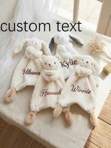 Personalized Comfort Blanket Custom Name Plush Animal Lovey Newborn Gift, Featuring Cute Rabbit, Bear Pattern Design.Animal-Shaped, Square Towel, Soft Animal Blanket, Companion Hanging Ornament, Party Favor, Birthday Commemorative Gift - Multicolor - View 3