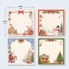 Set 4 Buah Kertas Tempel Natal untuk Catatan, Pengingat, dan Jurnal - Total 200 Lembar dengan Motif Pita, Manusia Salju, Santa Claus, Pondok Salju, dan Pohon Natal - Bantalan Memo Persegi untuk Perencana, Buku Harian, Hadiah Liburan (200 Lembar) - A - View 2
