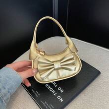 Cute Girl Style Children's Handbag, Sweet Large Bow Decor Underarm Bag, PU Small Bag, Girls' Travel Accessory Bag, Suitable For Daily Use - A - View 11