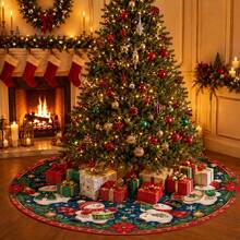 1pc Snowman Band Performance Pattern Christmas Tree Skirt, Elegant Color Holiday Decor, 5 Sizes, Unisex Holiday Gift, Suitable For Home And Party Christmas Home Decoration - Snowman Band Performance - View 5