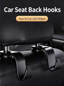 1pc 360° Rotating Telescopic Tablet Car Mount Holder For Headrest And 4pcs Multi-Functional Car Hooks, Compatible With Ipad, Switch, Kindle, 4.7 To 13 Inches, Hooks Can Hang Water Bottles, Drinks, And Bags, Essential Item For Any Outing In The Car. - Multicolor - View 3