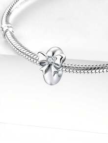 1pc Bow Heart Pendant, Suitable For Women's Bracelets, Bangles, DIY Jewelry Making, And Daily Outfit Matching, Can Decorate Girls' Jewelry - Silver - View 11