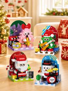 300+PCS Christmas Party Band Santa Claus Snowman Cute Tree Mini Building Blocks Microphone Guitar Saxophone Drum Mirco Bricks Xmas Gift Toy For Adult - Multicolor - View 4