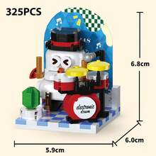 300+PCS Christmas Party Band Santa Claus Snowman Cute Tree Mini Building Blocks Microphone Guitar Saxophone Drum Mirco Bricks Xmas Gift Toy For Adult - Multicolor - View 8