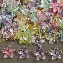 100pcs Acrylic Flower Beads, Clear Floral Beads With Hole, AB Color Transparent Loose Beads For DIY Jewelry Making, Bracelets, Necklaces & Crafts - Random Color - View 5