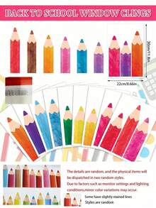 1/9pcs Double Sided Watercolor Pencil Window Stickers,Home Wall Stickers,2D Flat Colorful Pencil Window Stickers,Colorful Pencil Window Decals For Back To School Season,Glass,Blackboard Crayon Decoration Wall Decoration,Balcony,FloorToCeiling Windows - Multiple Styles - View 7