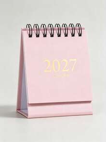تقويم مكتبي بسيط 2027 صغير الحجم بتجليد حلزوني قائم قابل للقلب مع قاعدة حامل قابلة للطي، غلاف بألوان باستيل، عرض التاريخ الشهري للمنزل والمكتب والمدرسة وغرفة الدراسة، جدول يومي، هدية رأس السنة - متعدد الألوان - مشاهدة 17