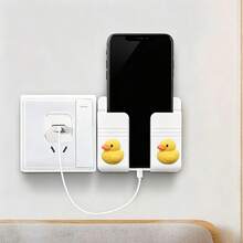 Cartoon Duck Wall-Mounted Phone Holder, Bedside Charging Storage Base, Living Room Air Conditioner Remote Control Multi-Function Storage Box - Duck Pattern - View 3