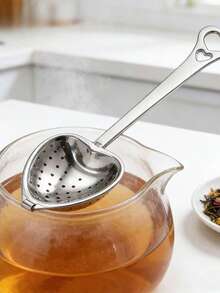 Silver Tea Strainer Loose Leaf Tea Filter Heart-Shaped Tea Set Long Handle Spoon Kitchen Mug With Handle Strainer Tea Infuser Filter Mesh Home Kitchen Spoon - Multicolor - View 7