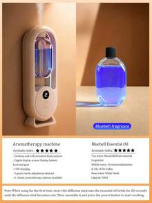 1pc Minimalist Design Automatic White Aromatherapy Diffuser, Electric Air Mist Sprayer, Quiet Mist, USB Rechargeable, With LED Ambient Light, Suitable For Bedroom, Living Room, Office, Large Room, Pet Bed, 5 Working Modes And 8 Basic Essential Oils To Choose From - White - View 22
