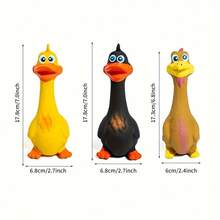 1pc Random Color Dog Toy Chicken Squeaker - Durable Rubber Duck Chew Toy, Makes Loud Sound, Bite-Resistant, Great For Cleaning Teeth, Fun Game For All Dog Breeds, Pet Toy, No Battery Required - Multicolor - View 4