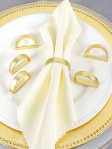 2pcs Minimalist Gold Napkin Ring, D Shaped Zinc Alloy Napkin Buckle For Dining Table - Gold - View 11