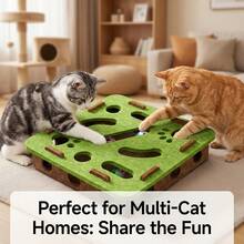 Multi-Functional Felt Cat Puzzle Box, Simple Assembly Maze Dig Play Tray, Removable Lid For Easy Cleaning, Thick Scratch Resistant Felt, Bite-Proof Low Shedding, Smooth Paw Cutout, For Cats, Random Color Balls, Indoor Cat Mental Stimulation Toy - Multicolor - View 4