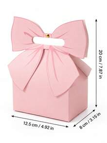 6pcs Pink Bow Gift Boxes, Reusable Paper Favor Boxes With Handles, Elegant Candy Dessert Boxes For Wedding Bridal Shower Birthday Party Favors, Sweet Style Souvenir And Small Gift Packaging - Multicolor - View 6