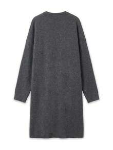Just Masa Women's V-Neck Oversized Long Cardigan,Long Sleeve Minimalist Casual Elegant Basic Knit Sweater Jacket For Fall Winter Outfit,Daily Wear - Dark Grey - View 4