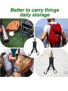 1pc 3-In-1 Baseball & Softball Equipment Rack, Multi-Functional Wall-Mounted Storage Rack With Hooks, Carabiners And Bat Holder, Convenient For Storing Gloves, Helmets And Bats, Suitable For Hiking Camping Accessories And Baseball Accessories - Multicolor - View 4