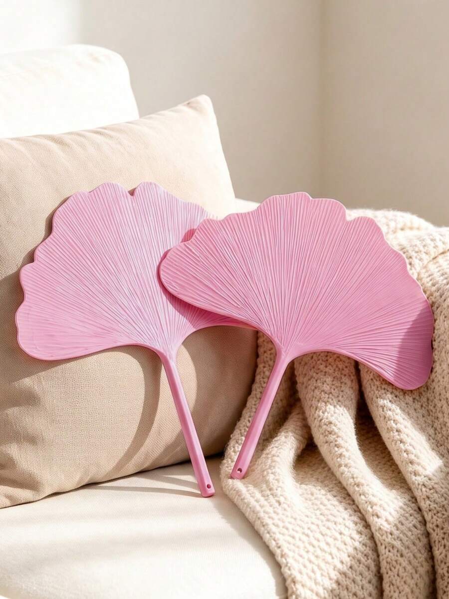 1/3/5pcs Summer Hand Fan, Large Thick Ginkgo Leaf Design, Durable Anti-Drop Handheld Fan, Artistic Cooling Fan - Multicolor - View 1