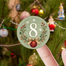 96pcs/4sheets Christmas Advent Calendar Stickers, 1-24 Number Stickers With Festive Designs - Holiday Countdown Labels Stickers For Gift Wrapping, Envelope Seals & Party Decoration - Multicolor - View 5