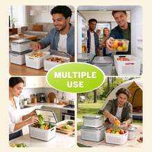 1/2/3pcs Large Fridge Storage Boxes With Lids, Fruit And Vegetable Storage Containers, Kitchen Food Organizer Boxes - Multicolor - View 9