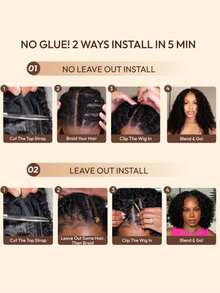 Side Part Curly InvisiBlend™ V Part Drawstring Wig For Natural Hair Match Mixed Curly Minimal Leave-Out Side Part Styling Seamless Glueless Transparent Lace Parting Flexibility Fit All Head Sizes 100% Human Hair Beginner-Friendly Unice Wig - SNatural - View 7