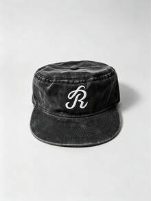 1pc Men Camo R Letter Embroidery Flat Top Cap, Adjustable Casual Street Hip Hop Flat Brim Hat For Outdoor Travel Daily Wear - Multi-color - View 3