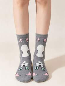 1/3/5 Pairs Women's Cute Fun 3D Cartoon Street Style Comfortable Breathable Mid-Calf Socks - Multicolor - View 6
