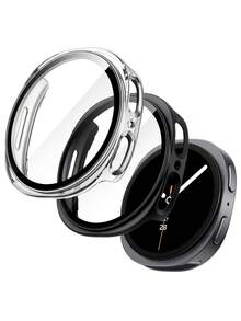 2 Packs 3 In 1 Case With Tempered Glass Screen Protector Compatible With Samsung Galaxy Watch 8/9 40mm 44mm Ultra-Thin Full Coverage Hard PC Anti-Scratch High Definition Protective Bumper Case Galaxy Watch 8/9 Protective Shell 44mm 40mm Sports Accessories Watch 9 Watch 8 For Men And Women, Black/Transparent/Rose Gold/Starlight - Integrated Case and Film - View 19